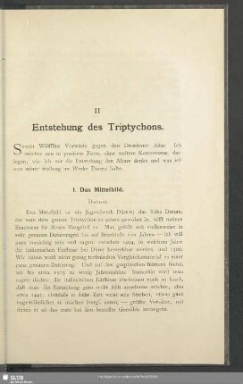 II. Entstehung des Triptychons