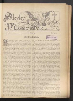 9. Heft. 41. Jahrgang. Juni 1914