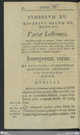 Symbolum XV. Adversus Solem Ne Mingas