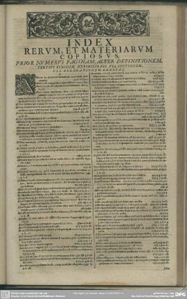 Index Rerum, Et Materiarum Copiosus