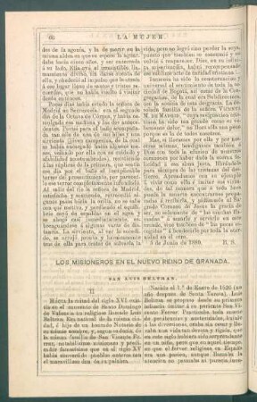 Los misioneros en el Nuevo Reino de Granada. : San Luis de Beltrán. [Continuación]