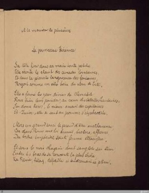 La princesse Bérénice (A la manière de plusieurs I.)