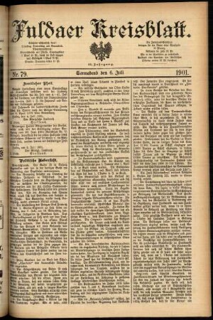 Erste Ausgabe vom Samstag, den 06. Juli 1901.