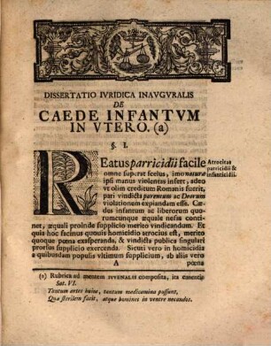 Diss. inaug. iur. de caede infantum in utero