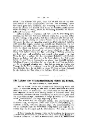 Die Reform der Volksunterhaltung durch die Schule