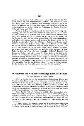 Die Reform der Volksunterhaltung durch die Schule
