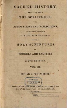 Sacred History : selected from the scriptures with annotations and reflections, 3