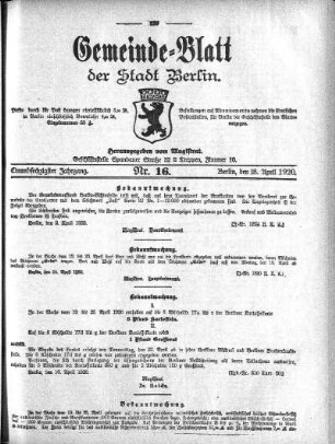 1920,16: Nr. 16, 18. April 1920