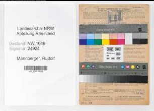 Entnazifizierung Rudolf Mannberger , geb. 07.06.1902 (Generalagent)