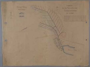 Dölzig (Kr. Soldin) [Dolsk, Gmina Dębno, Polen]: Kreisgut Dölzig, Lageplan für die Melioration der Stubbenteichwiesen. Maßstab 1:5.000