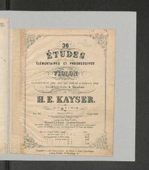 Liv. 2: 36 etudes elémentaires et progressives pour le violon [...] exclusivement pour ceux, qui veulent se préparer pour les célèbres Etudes de Kreutzer, op. 20