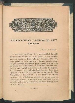 Función política y humana del arte nacional