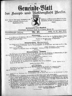 1918,17: Nr. 17, 28. April 1918