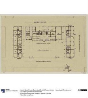 Darmstadt, Projekt Eleonorenhotel, 1. Vorentwurf, Grundriss der Gesamtanlage