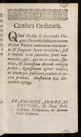 5r-5r, Censura Ordinarii.