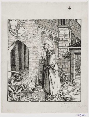 Heilige Athala, Äbtissin von Straßburg, Blatt 4 der Folge "Heilige aus der Familie des Kaisers Maximilian I. aus dem Hause Habsburg"