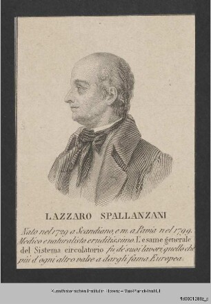 Folge von Bildnissen : Männerbildnisse, Gelehrte, Schriftsteller und Geistliche : Bildnis des Lazzaro Spallanzani