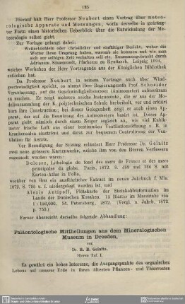 Paläontologische Mittheilungen aus dem Mineralogischen Museum in Dresden