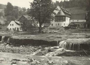 Hammergut Bienhof, durch Erosion aufgerissene Talwiese nach der Unwetterkatastrophe am 8./9. Juli 1927.