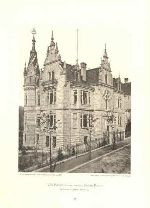 Tafel 96. Villa Wagner in Degerloch bei Stuttgart. Architekt: Baurat Dolmetsch in Stuttgart