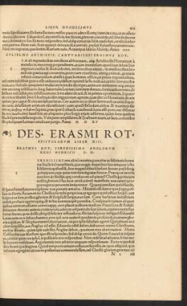 Des. Erasmi Rot. Epistolarum Liber XIII.