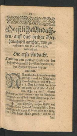 Gestliche Andachten/ auff das heilige Wiehenachtfest gerichtet