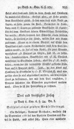 Drei und dreißigster Zusatz zu Buch 1. Kap. 6. §. 34. Bd. 1. Beispiel eines groben Wechselbetrugs.
