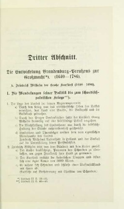 Dritter Abschnitt. Die Entwickelung Brandenburg-Preußens zur Großmacht. (1640 - 1786)