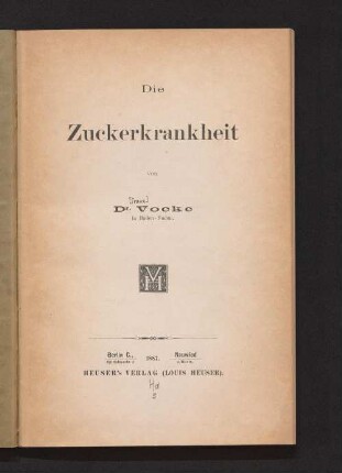 Die Zuckerkrankheit