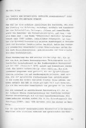Das "Archiv zum öffentlichen deutschen Sprachgebrauch" (AöS) im Institut für deutsche Sprache