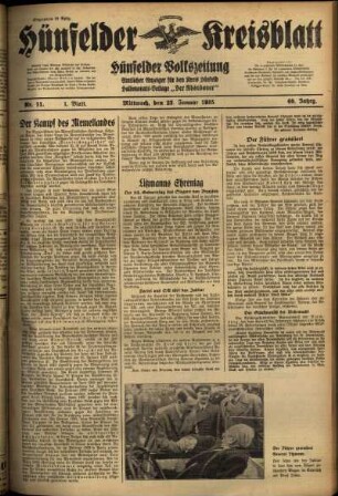 Erste Ausgabe vom Mittwoch, den 23. Januar 1935.