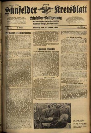 Erste Ausgabe vom Mittwoch, den 23. Januar 1935.