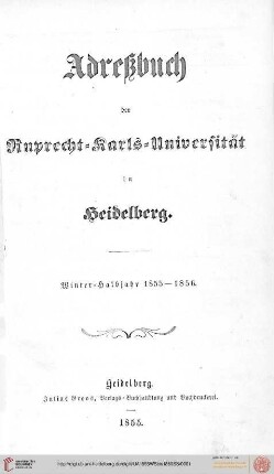 Wintersemester 1855/1856