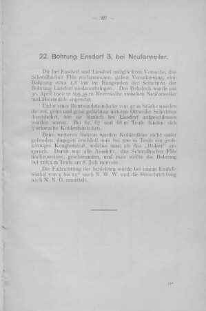 22. Bohrung Ensdorf 3, bei Neuforweiler.