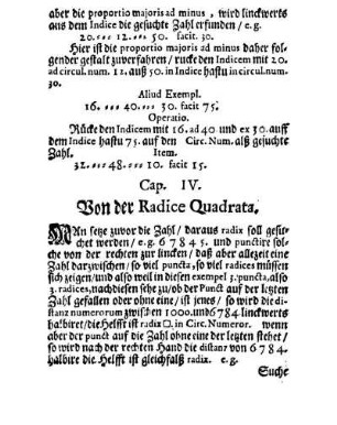 Cap. IV. Von der Radice Quadrata.