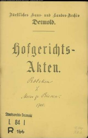 Rötteken, Jobsts Kinder Vormund Arnold Clüsener gegen Meier zu Biesen - Rückständige Zinsen
