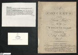 Anton Filtz (Fils), A concerto in 7 parts for the violoncello composed by (Sigr.) Filtz