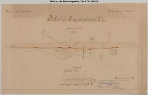 Ingersauelermühle, Bahnhof, Umbau zum Rollwagenbetrieb, mit Querprofil
