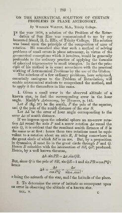 On the kinematical solution of certain problems in plane astronomy.