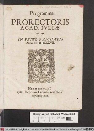 Programma Prorectoris Acad. Iuliae P.P. In Festo Paschatis : Anno MDCXXXVII.