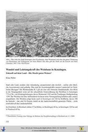 Wandel und Leistungskraft des Weinbaus in Kenzingen. Zukunft auf dem Land - Die Macht guten Weines