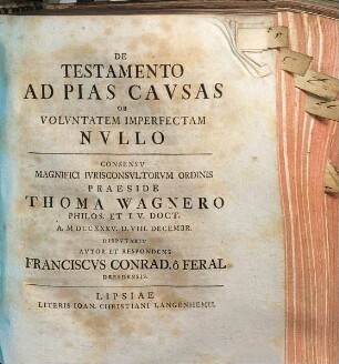 De Testamento Ad Pias Cavsas Ob Volvntatem Imperfectam Nvllo