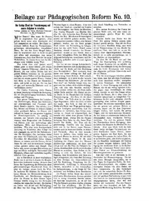 Der heutige Stand der Frauenbewegung und unsere Aufgaben in derselben : Beilage zur Pädagogischen Reform No. 10.