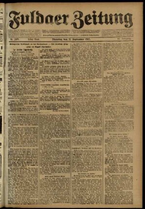 Erste Ausgabe vom Dienstag, den 11. September 1917.