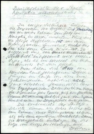 MS "Baugeschichte der Stadt Nauplia während ihrer 1. Osmanischen Periode"