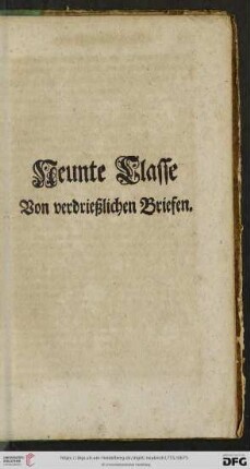 Neunte Classe von verdrießlichen Briefen