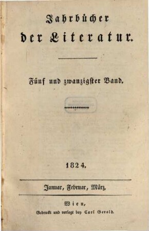 Jahrbücher der Literatur, 25. 1824