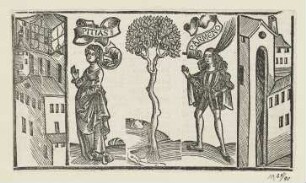 Pitias und Parmeno, erstmals erschienen in: "Terentius", Straßburg 1496, fol. LV