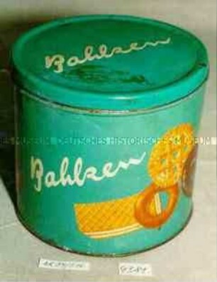 Blechdose für "Bahlsen EXPRESS KEKS- u. WAFFELMISCHUNG H. BAHLSENS KEKSFABRIK K.G., HANNOVER"