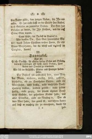 III. Haustafel.